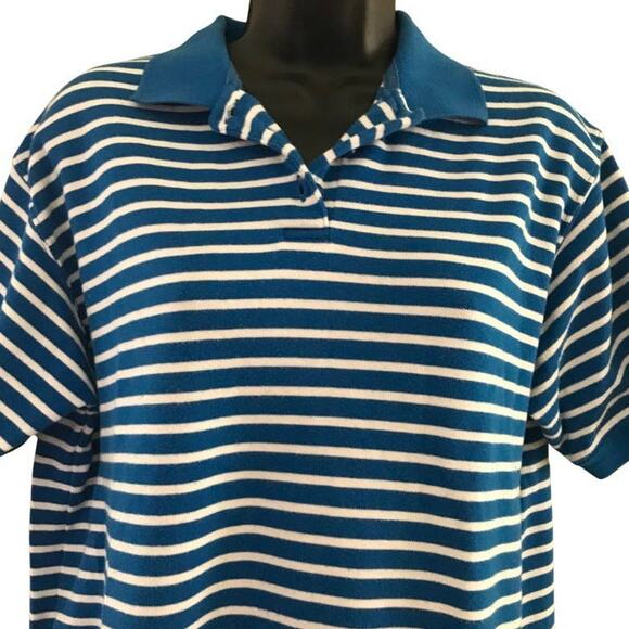 Vintage 80s Striped Blouse, Karen Scott Top, Large Short Sleeve 80s Plus Sized - Picture 5 of 14